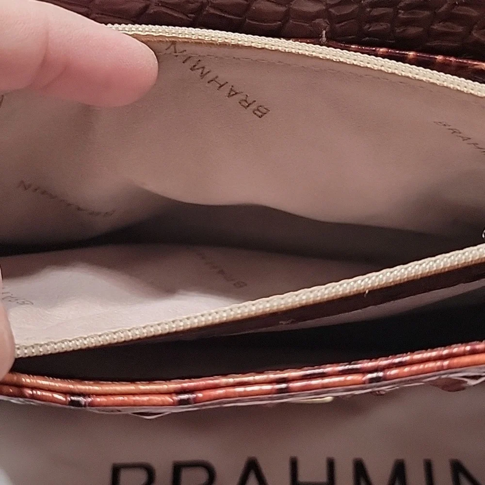 Brahmin's Genuine Leather Pecan Signature Crocodile Embossed Leather Handbag